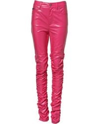Dolce & Gabbana - Ruched Leather Pants - Lyst