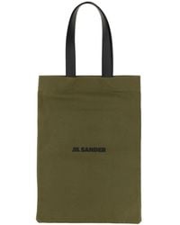 Jil Sander - Logo Tote Handbag With Double Leather Handle - Lyst