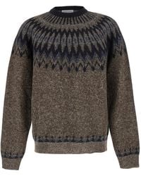 Roberto Collina - Crew Neck Sweater With Norwegian Jacquard Alpaca Wool Tops - Lyst