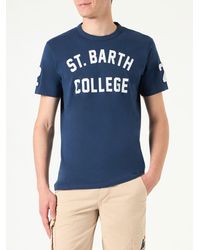 Mc2 Saint Barth - Cotton T-Shirt With St. Barth College Lettering - Lyst