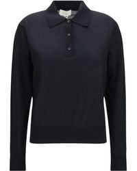 Loulou de Saison - Miles Long-Sleeve Fine-Knit Polo Kashmir/Capra Hircus T-Shirts - Lyst