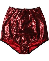Dolce & Gabbana - Red Sequin Embellished High Waist Girdle Underwear - Lyst