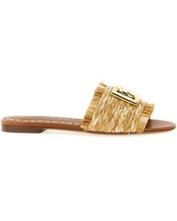 Dolce & Gabbana - Raffia Braid Slides Viscose Sandal - Lyst