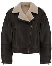 Brunello Cucinelli - Crop Shearling Jacket With Zip Closure - Lyst