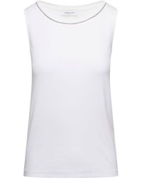 Fabiana Filippi - Sleeveless Top With Ball Chain Trim In Cotton Woman - Lyst
