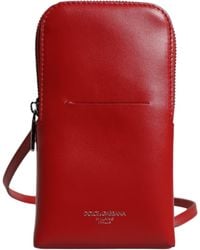 Dolce & Gabbana - Red Leather Purse Phone Sling Crossbody Neck Strap Bag - Lyst