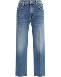 Mother - Mid Rise Rambler Zip Ankle Fray Jeans Cotton; Polyester; Elastane - Lyst