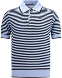 Prada - Striped Polo Sweater - Lyst