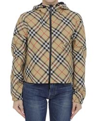 Burberry - Cropped Reversible Checked Hooded Jacket - Lyst