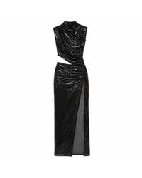 Amazuìn - Sequined Stretch Tulle Detachable Maxi Dress With Cut-Out Detail And Side Slit - Lyst