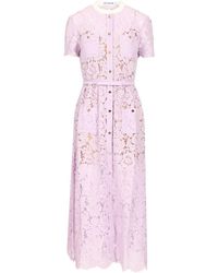 Self-Portrait - Lace Button Front Midi Dress Dresses - Lyst
