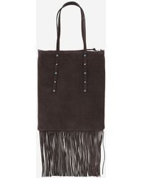 Pinko - Suede Shopping Bag Leather Tote - Lyst