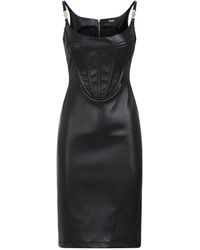 Versace - Leather Plonge Dress - Lyst