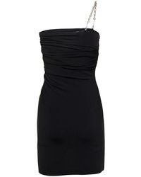 ワンピース Givenchy Strapless Draped Mini Dress With Chain GIVENCHY One-shoulder chain-embellished stretch-jersey and