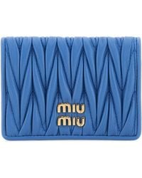 Miu Miu - Cerulean Nappa Leather Card Holder - Lyst