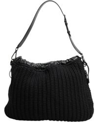 Dolce & Gabbana - Black Cashmere Knitted Leather Shoulder Borse Bag - Lyst