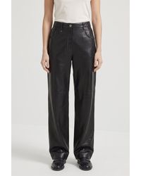 Brunello Cucinelli - Leather Wide Trousers - Lyst