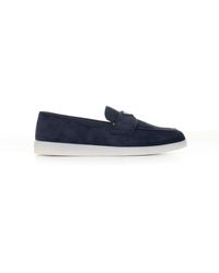 Prada - Suede Moccasin With Logo - Lyst