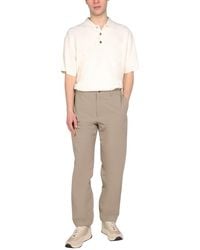 Monobi - Straight Leg Pants With Front Button Closure Cotton Trousers - Lyst