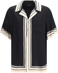 Dolce & Gabbana - Hawaii Shirt With Logo And Striped Print Silk - Lyst