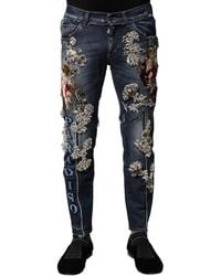 Dolce & Gabbana - Embellished Slim Jeans - Lyst