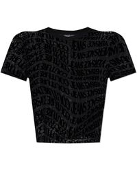 Versace Jeans Couture - T-Shirt With A Logo And A Velvet Finish - Lyst