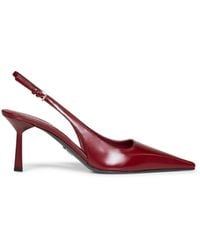 Prada - Calzature Burgundy Brushed Leather Slingback Pumps - Lyst