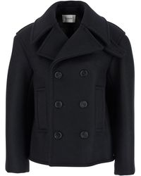 Saint Laurent - Double-Breasted Coat With Classic Wide Revers - Lyst