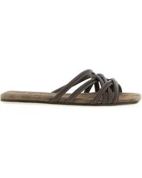 Brunello Cucinelli - Lamb Leather Slides Shoe - Lyst