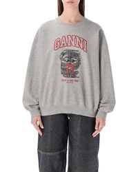 Ganni - Kitty Graphic Sweatshirt - Lyst