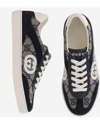 Gucci - Gg Fabric And Leather Sneakers Trainers - Lyst
