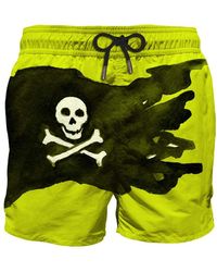 Mc2 Saint Barth - Mid-Length Swim Shorts With Skull Flag Placed Print - Lyst
