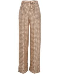 Herno - Silk Pants With Elastic Drawstring Waist And All-Over Print - Lyst