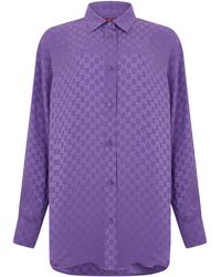 Gucci - Long-Sleeved Silk Monogram Shirt - Lyst