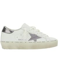 Golden Goose - 'Hi Star' Low Top Sneakers With Star Patch On The Side And Logo Lettering On The Heel - Lyst