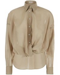Brunello Cucinelli - Shirt With Classic Collar And Monil Detail On The Collar - Lyst