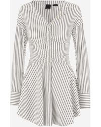 Pinko - Stretch Cotton Blend Dress With Striped Pattern - Lyst