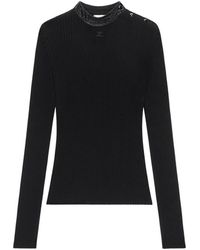 Courreges - Sweater With High Neck And Vinyl Collar — Polyester T-Shirts & Jerseys - Lyst