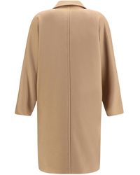 Max Mara - Double Breasted Wool Drap Coat - Lyst
