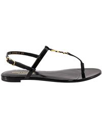 Saint Laurent Cassandra Ysl Medallion T-strap Sandals | Lyst