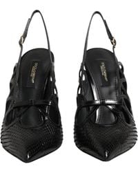 Dolce & Gabbana - Leather High Heels Slingback Shoes Moluro Python+21Lf - Lyst