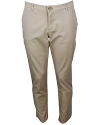 Armani - Stretch Cotton Trousers With Welt Pockets And Zip And Button Closure - Lyst