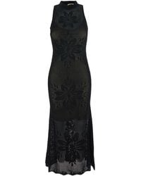 Twinset - Long Dress Knitted With V-Neck And Sleeves Viscose Polyamide - Lyst