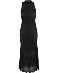 Twinset - Long Dress Knitted With V-Neck And Sleeves Viscose Polyamide - Lyst