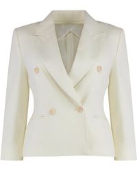 Max Mara - Blazer, Cropped Wool, Ivory Virgin Wool Blazers - Lyst