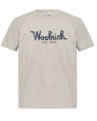 Woolrich - Logo Embroidered Crewneck T-Shirt - Lyst