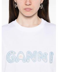 Ganni - Logo Cotton T-Shirt - Lyst
