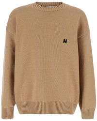 MSGM - Crew Neck Sweater With Front Logo - Lyst
