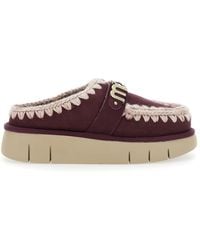 Mou - Bounce Bordeaux Mules With Logo Lettering And Open Rear - Lyst