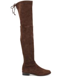 brown flat over knee boots